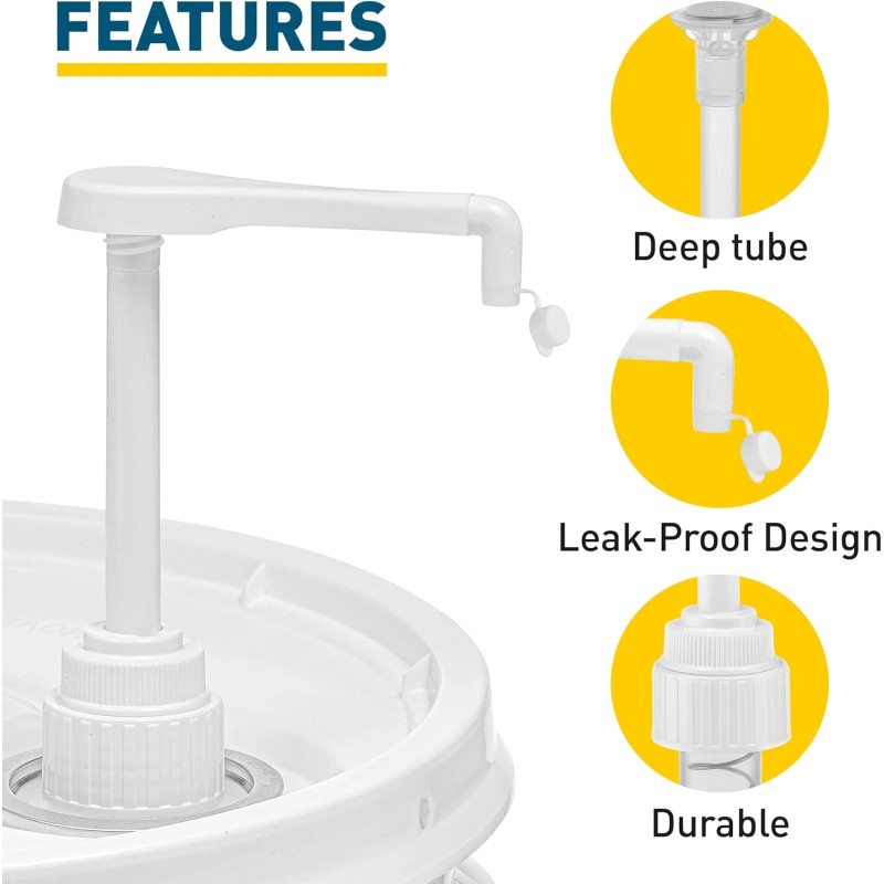shopperals Heavy-Duty 5-Gallon Bucket Pump – For Oil, Detergent, Soap