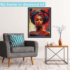 Pavemlo Diamond Painting Set Accessories African Woman, DIY 5D Diamond Embroidery Painting Kits Oil Painting, Full Drill Crystal Set, Rhinestone Embroidery, DIY Diamond Painting for House Wall
