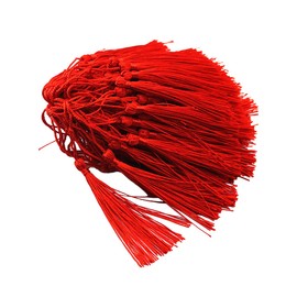 MSCFTFB 120 Pieces 5inch Silk Floss Tassels with Hang Loops Mini Tassels Mala Tassel Kits for Bookmarks Earring Jewerly Making Belt Clothing Curtain Decorations (Red)