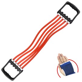Fitness Chest Expander Muscle Pull Exerciser - Portable Latex Multi-Function Pull Rope Exercise Fitness Yoga Resistance Band Red