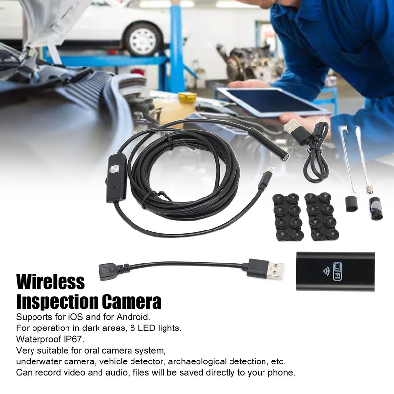 Wireless Inspection Camera IP67 Waterproof 720P HD WiFi Endoscope with