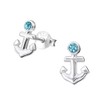 Crystal Anchor Stud Earrings 925 Real Silver Earrings, Cubic Zirconia