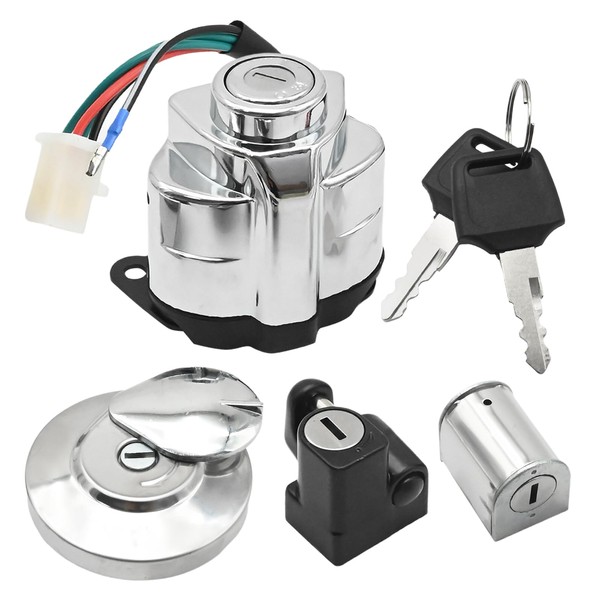 Vkinman Ignition Switch Gas Cap Helmet Steering Lock Key Set,