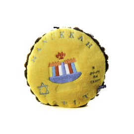 Copa Judaica Chewish Treat 9 by 9-Inch Hannukkah Gelt Squeaker Plush Dog Toy, Large, Multicolor
