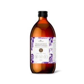 Diamond Elixir 10,000mg Hydrolysed Marine Collagen Protein Peptides (Type I & III), Hyaluronic Acid, Biotin, Silica and Vitamin C, for Fine Lines and wrinkles, Joints & Hair, Sugar Free, 500ml