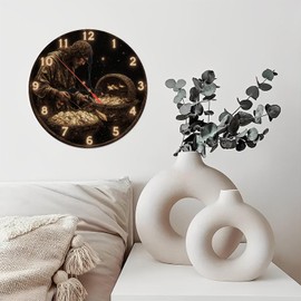 10-Inch Silent Wooden Wall Clock, " Antique Clock Man Harvesting Golden Hour Basket Fish Wall Decor ” Silent Non-Ticking Clock, Battery Operated (AA Batteries Not Included), Artistic Home Decor