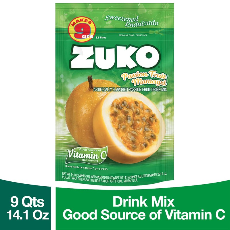 Zuko Passion Fruit Instant Powder Drink Family Pack, 14.1 oz,