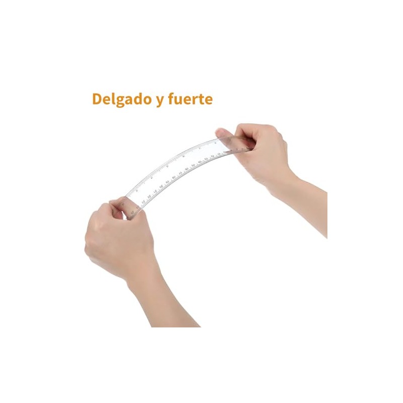 Timotech Juego de 2 Reglas Plástico Transparente Escolar, Regla Recta
