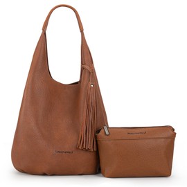 Montana West Shoulder Bags for Women Hobo Slouchy Purses and Handbags Tassels with Coin Pouch, MWC2-297BR