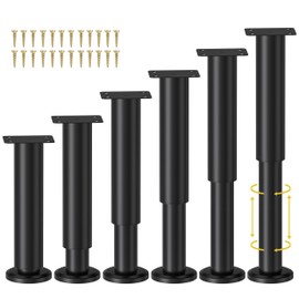 Wlrrcwdttc Wlrrcwdttc 6 Pcs Adjustable Height Bed Support Legs for Bed Frame/Bed Center Slat, Metal Adjustable Furniture Legs 7.08-12.2 inch for Bed/Sofa/Cabinet/Couch/Dresser/Table, Heavy Bed Legs Replacement