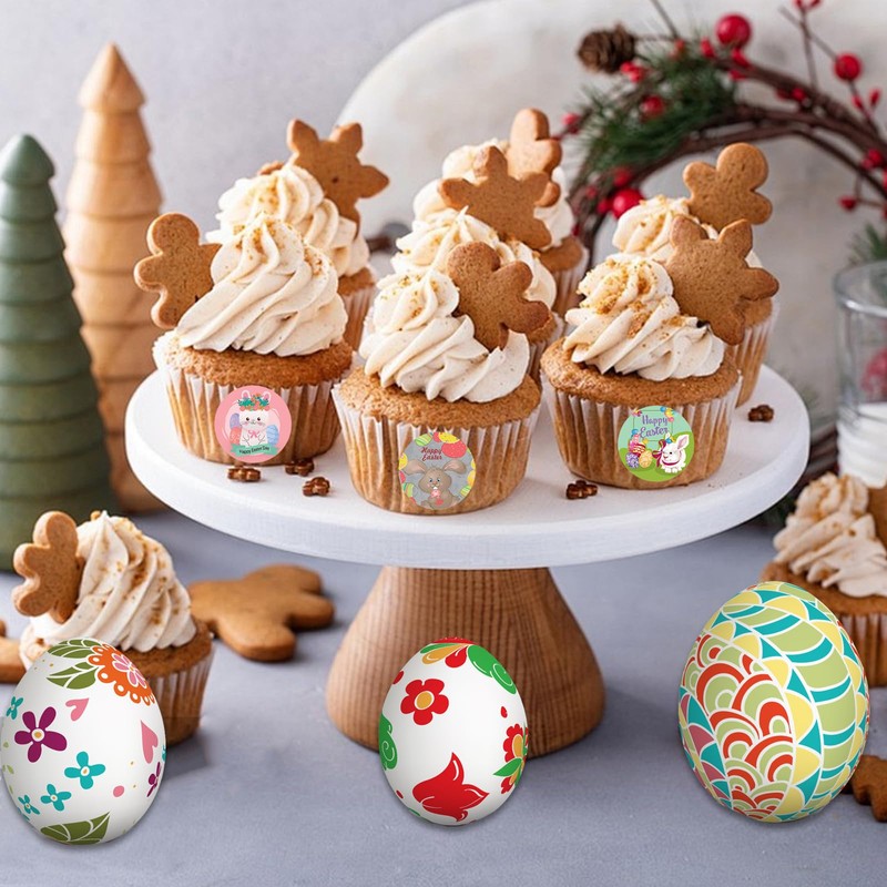 Pack of 2 Easter Stickers Roll, Easter Egg Sticker Designs,