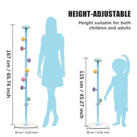 Mushroom Coat Rack, Metal Coat Tree Stand with 7 Hooks, Marble Base, 2 Adjustable Height Freestanding Coat Rack for Coats, Hats, Scarves and Handbags for Entryway, Hallway, Bedroom, Office, Blue