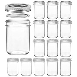 Mason Jars 8 OZ, VERONES 8 OZ Canning Jars Jelly Jars With Regular Lids, Ideal for Jam, Honey, Wedding Favors, Shower Favors