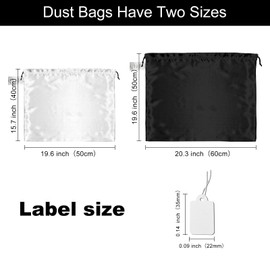 6 Pack Dust Bags for Handbags Purse Dust Bags Silk Cloth Drawstring Large Travel Storage Pouches for Purses, Shoes, and Boots(Black, 19.6 × 15.7 inch)