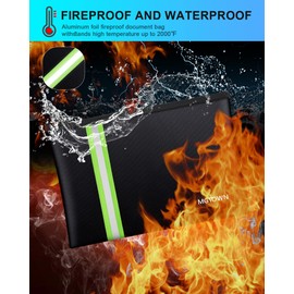 MGTOWN Fireproof Document Bags,14.9″x10.2″ Waterproof and Fireproof Bag for Documents and 11.6″x7″Fireproof Money Bag with Zipper,Silicone Fire Safe Storage Pouch for Documents,Money and Cash