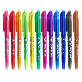 Erasable Gel Pens,12pcs 0.5mm Quick-Drying Rolling Ball Pens With Eraser For Fabric, Assorted Color Inks For Drawing Writing,Gel Ink Rollerball Pens For Kid Students Adults