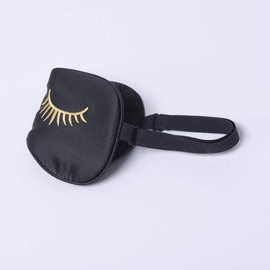 Tim & Tina Silk Sleep Mask for Women Men Comfortable Blindfold Eye Mask with Adjustable Strap for Travel Yoga Nap Shift Work (Black (Long Eyelashes))