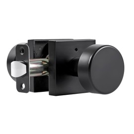 coolnews Matte Black Door Knobs Interior, Heavy Duty Privacy Door Knob with Lock, Modern Square Door Handle for Bedroom Bathroom