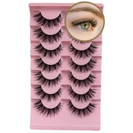 Eyelashes Premium False Eyelashes Wispy Lashes Curl C Eyelashes Natural Look Lashes 7 Pairs Thickness 0.07mm Handmade false eyelash hair 3D Faux Mink Lashes.
