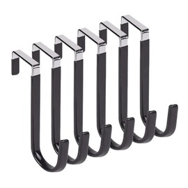HANGZIGD Over The Door Hooks, Door Hangers Hooks,Extra Long 5" Rustproof Organizer Hook with Soft Rubber Padding, No-Scratch Design for Towels, Robes, Coats, Bags (6 Pack Black)