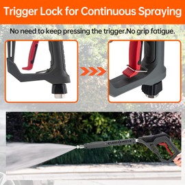 AURORA CAR Pressure Washer Gun with Swivel, with Replacement Wand Extension, with M22 14mm & 15mm Fitting, 3/8" Quick Connect Plug, 5 Nozzle Tips with Nozzle Holder, 5000PSI, 41 Inch, Stainless Steel