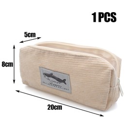 GZQINGYONG 1 pencil case, pencil case, simple pencil case, corduroy fabric, can be used as a travel or cosmetic bag, purse, glasses case and accessory bag, simple unisex, beige, Simple style