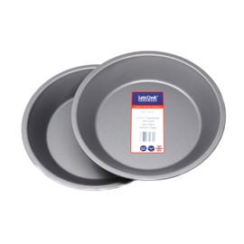 Lets Cook Cookware 8 Inch Traditional Pie Dish Twin Pack, 20cm, British Made with Teflon Non Stick