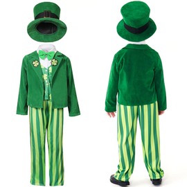 Fanskaty Kids St Patricks Day Costume Green Steampunk Outfit Green Dress up for St. Patrick's Day Party Boy
