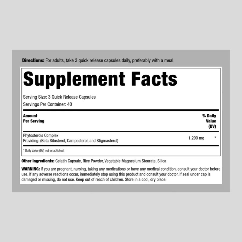 Piping Rock Plant Sterols | 1200mg | 120 Capsules |