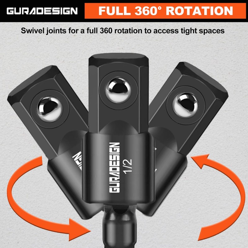 GURADESIGN 9-Piece Impact Drill Socket Adapter Set and Universal Joints