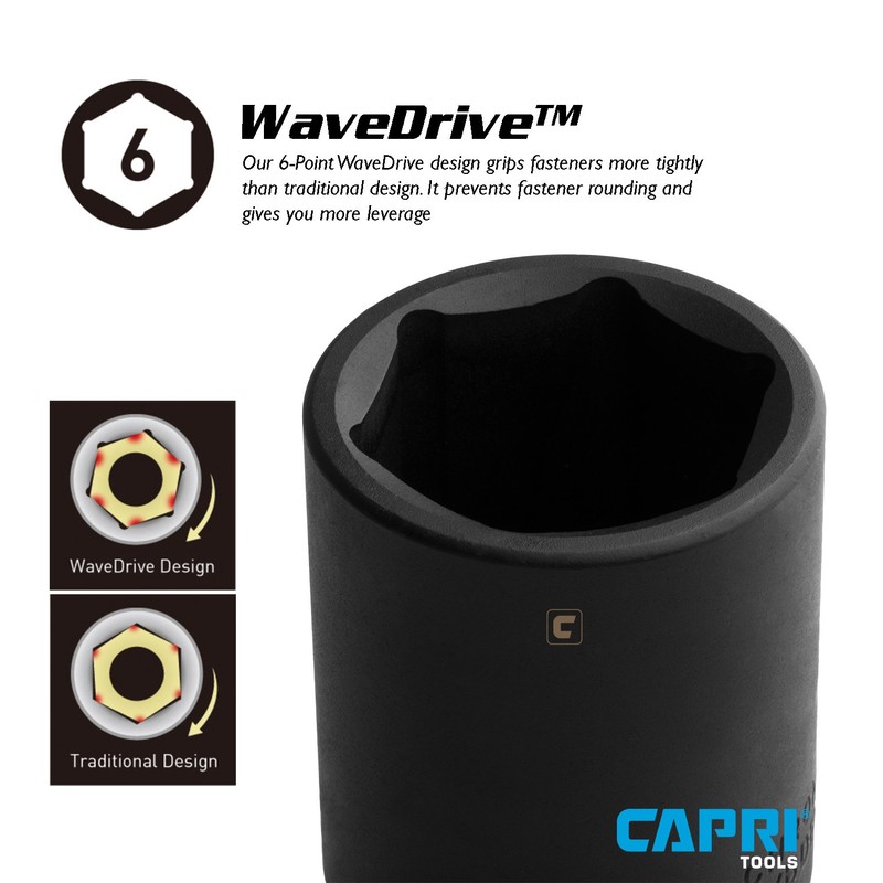 Capri Tools Deep Impact Socket, 3/8-Inch Drive, 6-Point, SAE (1-Inch)