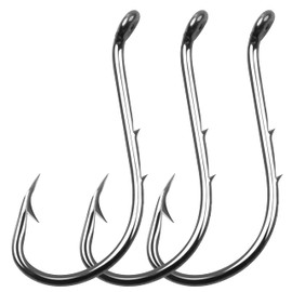 Octopus Baitholder Fishing Hooks, Sharp Barbed Beak Fish Hooks Black High Carbon Steel Circle Jig Hook, Size 6/0, 50pcs