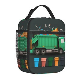 FYCFSLMY Garbage Truck Garbage Classification Insulated Lunch Bag - Reusable Lunch Box - Portable Lunch Tote For Women Men