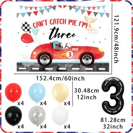 Cant Catch Me Im 3 Birthday Decorations Cars Backdrop Cars 3 Theme Party Supplies 3 Year Old Boy Birthday Decorations Three Year Old Decorations
