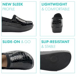 Glolily Jenny II Women's Slip-On Clog - Black Croc, 7.5 M