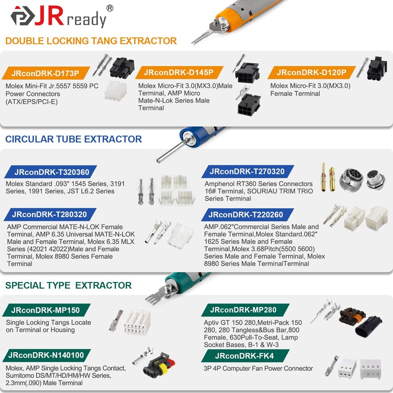 JRready ST5344 Pin Removal Tools Mini-Fit Jr Extraction Tool Micro-Fit