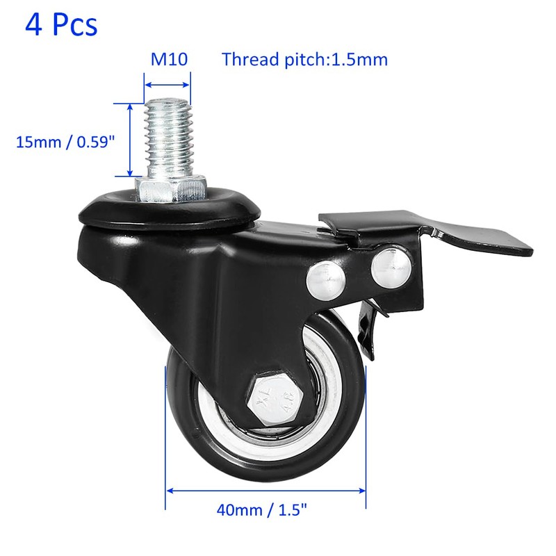 YOKIVE 4 Pcs Threaded Stem Caster, Polyurethane Swivel Wheel Threaded