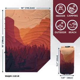 KawaGebo Kamp Outdoor Puffy Camping Blanket, Lightweight Windproof Warm Stadium Blanket, Packable Travel Camping Quilt for Cold Weather，Hiking, Backpacking,Sleeping, Hammock, Adventure 78"x 56"