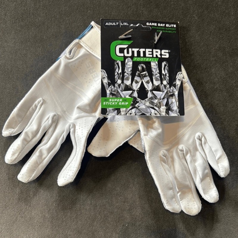 Cutters Game Day Elite Football Gloves Adult L/XL White Diamond