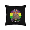 Funny Party Cat Mask Beads Mardi Gras 2023 Throw Pillow