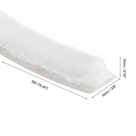 uxcell Self Adhesive Brush Seal Weather Stripping 3/16" x 3/8" x 16.4ft, Door Brush Strip for Sliding Sash Door Window Wardrobe Seal, White