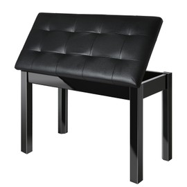 AODSK Wooden Duet Piano Bench with Padded Cushion and Storage Compartment for Music Books 29.13''x12.99''x18.11''(Black) (Duet Piano Bench)