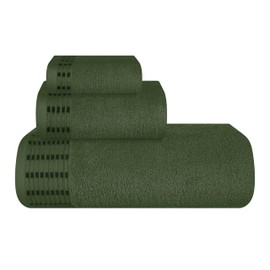 MALLONI HOME Ultra Soft 3 Pack Cotton Towel Set, Contains a Bath Towels 28x55 inch, a Hand Towels 16x24 inch & a Wash Coths 12x12 inch, Ideal Everyday use, Compact & Lightweight - Olive Green