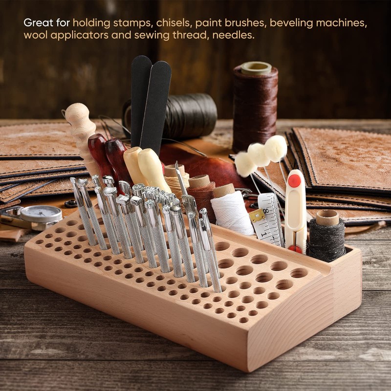 Joyibay 2 PCS Wooden Leather Tool Holders, Wooden Leather Craft