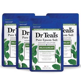 Dr. Teal's 닥터 틸의 퓨어 엡섬 소금, 유칼립투스와 스피어민트로 릴랙스 & 릴 , 3파운드(4팩) Dr. Teal's Pure Epsom Salt, Eucalyptus and Spearmint to Relax & Unwind, 3 pounds (4-pack)