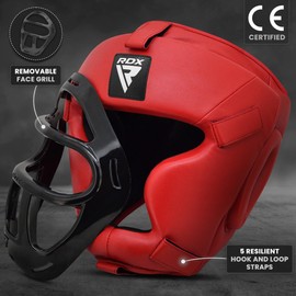 RDX HGR-T1R-L Headgear Fighting Head Guard Sparring Helmet, red,L
