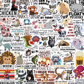 Funny Animal Stickers Funny Animals Sticker Set 50 Pieces Cute Decoration for Car Laptop Skateboard Bicycle Moped Motorcycle Bicycle Computer Suitable for Adults Children