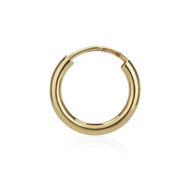 NKlaus single gold yellow gold creole earring earrings 1,8mm round gold earring 13mm 9028