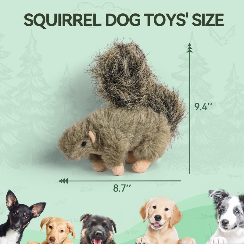 ALL FOR PAWS Interactive Dog Squirrel Plush Squeaky Toy -
