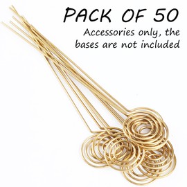 H&W 50pcs 4.7''L Golden Ring Loop Round Shape DIY Craft Wire Clip Table Card Holders Note Photo Picture Memo Holder Metal Clamp for Party Birthday Office DIY Cake Topper(WE5-D1)